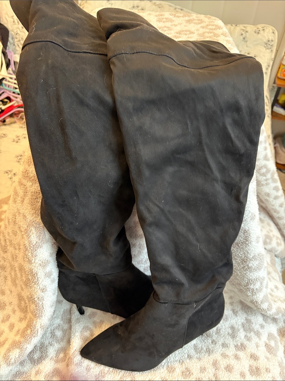 Dream Pairs - Black Over-the-Knee Pointed-Toe Heeled Boots - Size 8.5 - NWOT